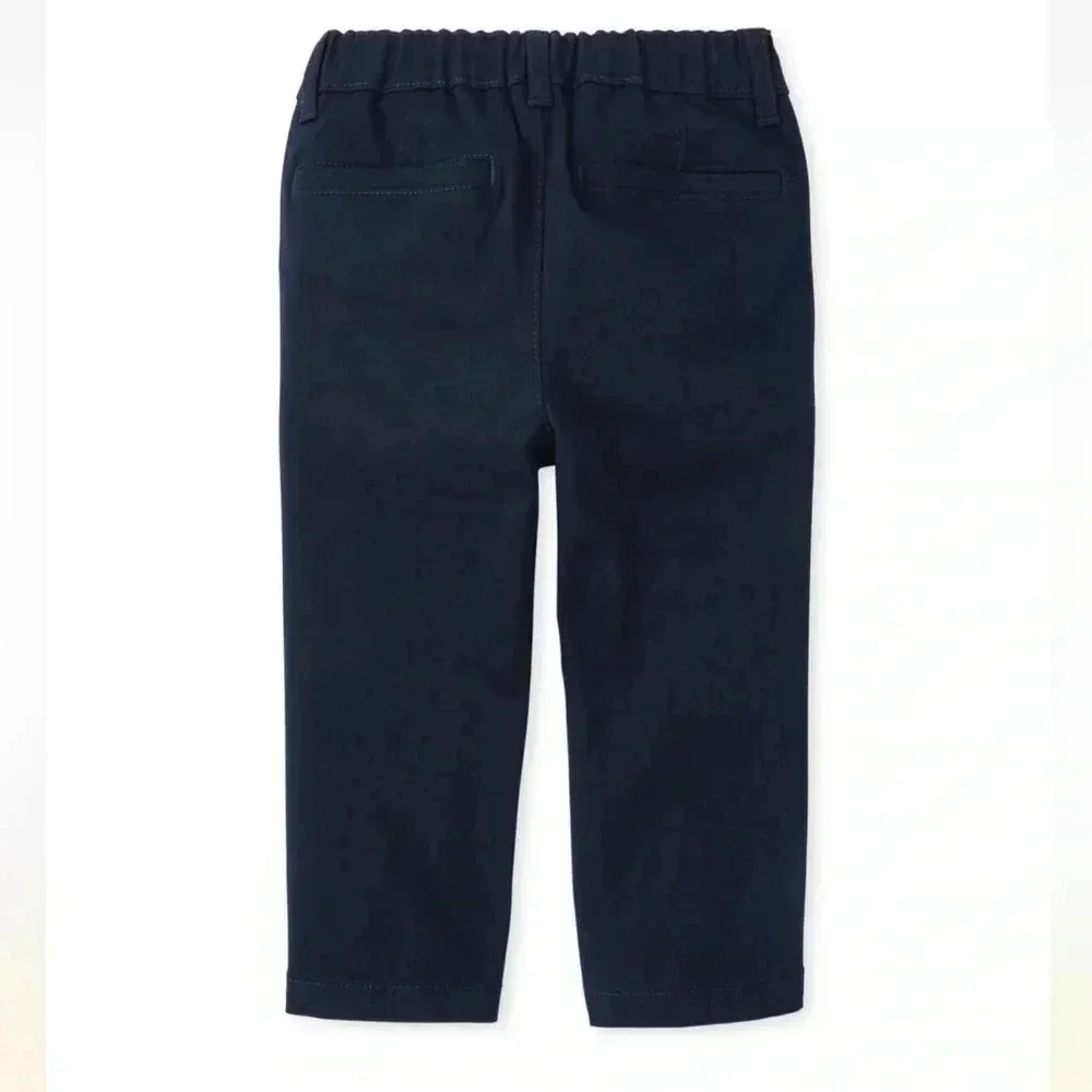Toddler Boys Uniform Stretch Straight Chino Pants - New Navy